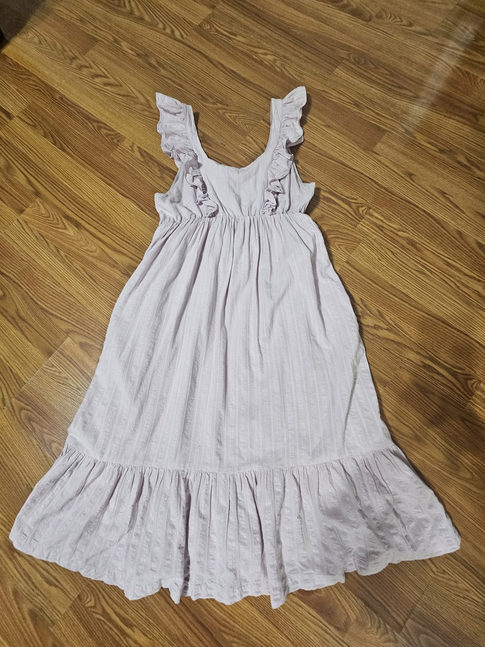 Ruffle-Trim Midi Dress in Light Pink
